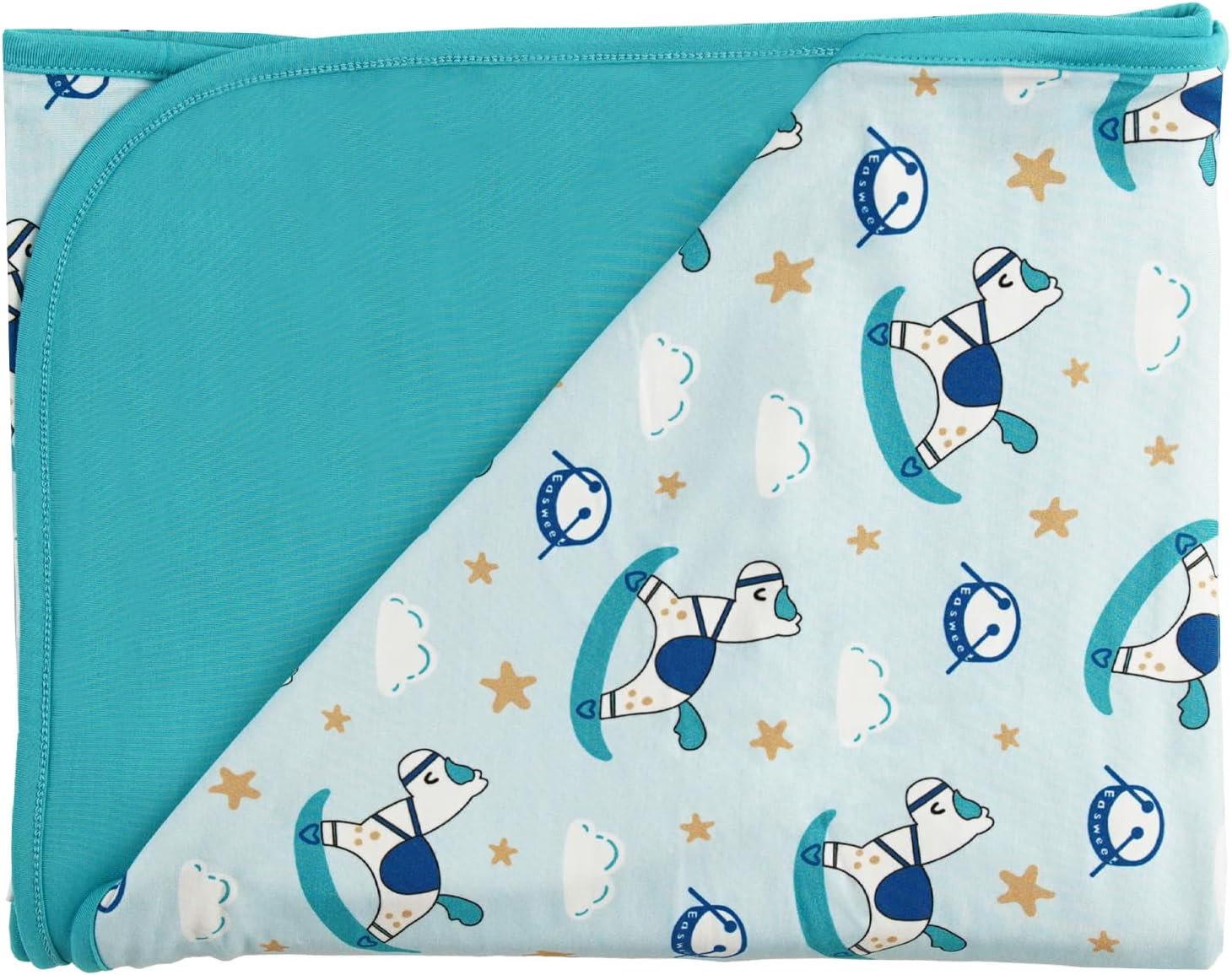 Baby Blanket, Soft Stretchy Quilt for Newborn Baby and Toddler, Nursery Blanket for Boys and Girls, Viscose Derived from Bamboo, 47''x 47'', Rocking Horse, One Size