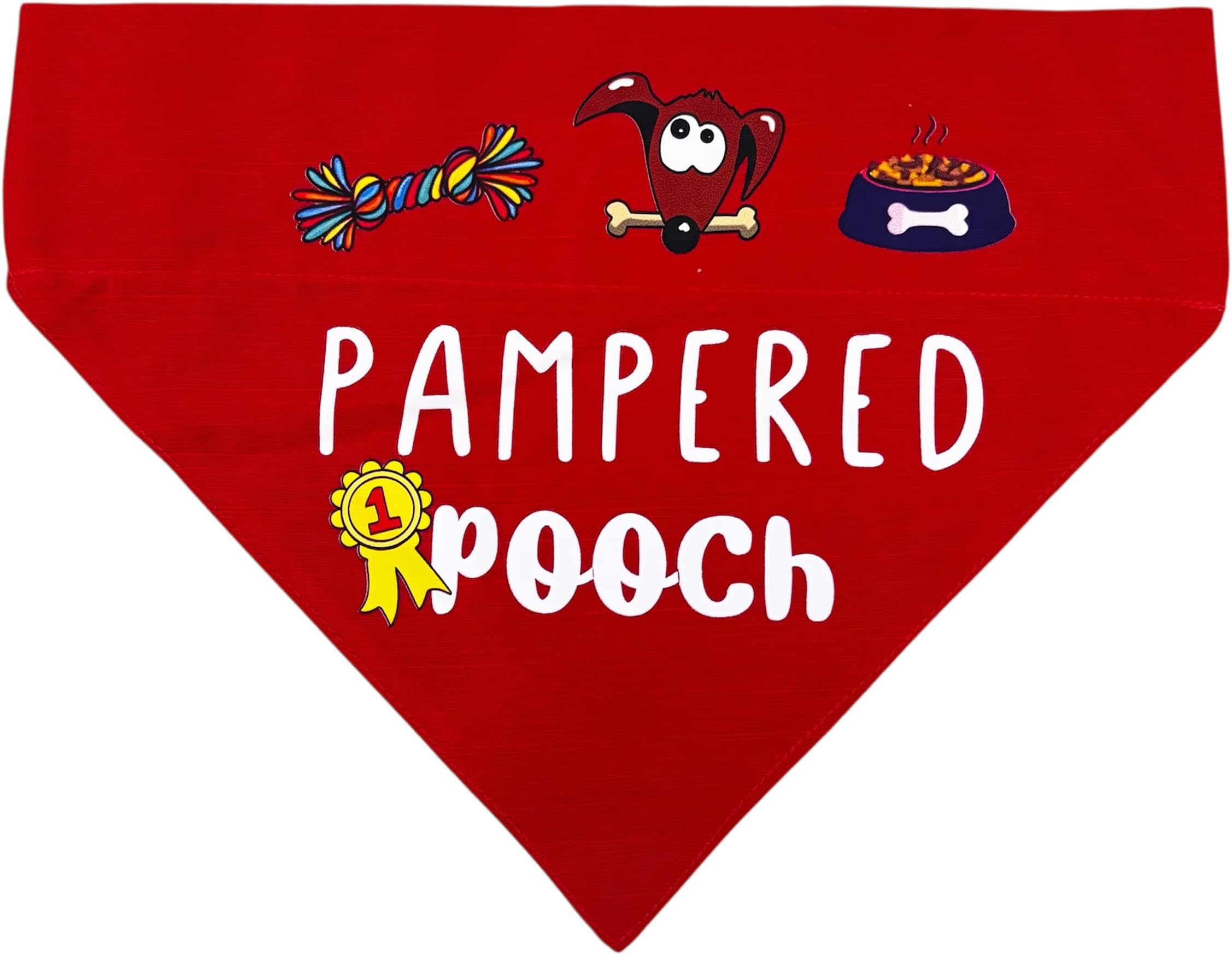 Pampered Pooch Dog Bandana: Cute Dog Accessory for Photoshoots, Birthday Party, Gifting (Free Size, Red)