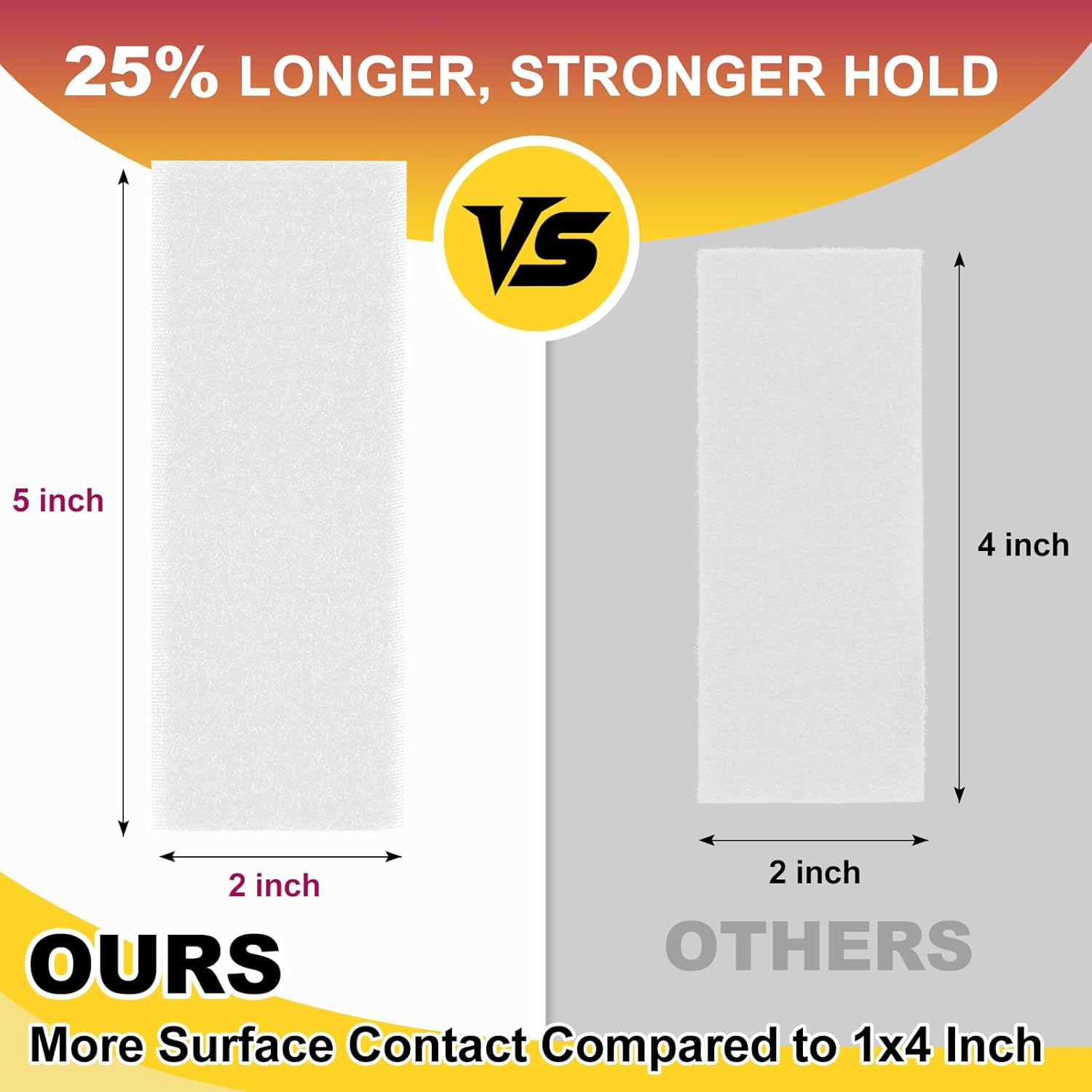 Hook and Loop Strips with Adhesive 2x5IN 10Pairs/20Strips, White Strong Sticky Back Fastener, Heavy Duty Double-Sided Adhesive Hanging Strips for Home Office School