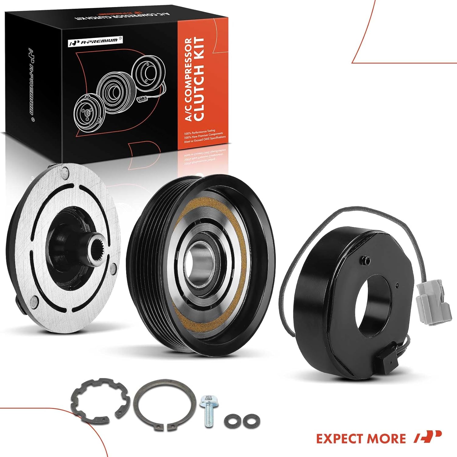 A-Premium Air Conditioner AC Compressor Clutch Kit Compatible with Honda Accord 2001-2002 3.0L & Acura TL 1999-2003 3.2L, CL 2001-2003 3.2L, with 10S17C Compressor