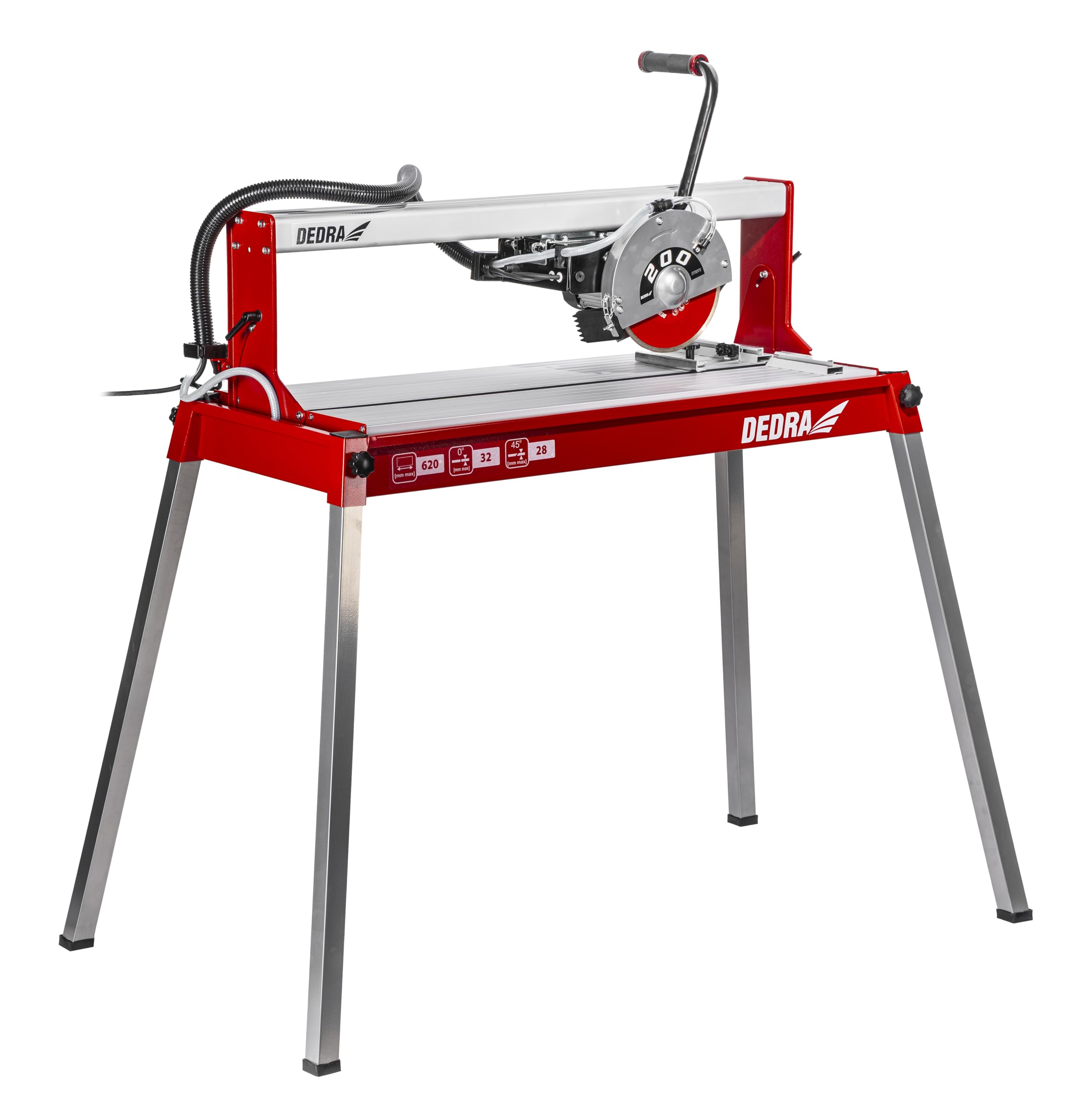 Fliesenschneider, Fliesenschneidmaschine DEDRA DED7815 – 800 W, Schnittlänge 620 mm, 2990 U/Min, stabiler und großer Arbeitstisch, Nassschnitt mit Staubbindung, Tauchschnitt-Funktion, Winkelanschlag