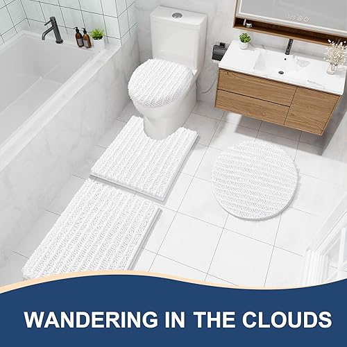 Miniatura 8 de Arotive - Alfombra para el baño de felpilla, extrasuave, gruesa, absorbente, peluda, antideslizante, lavable en lavadora, apta secadora, afelpada,