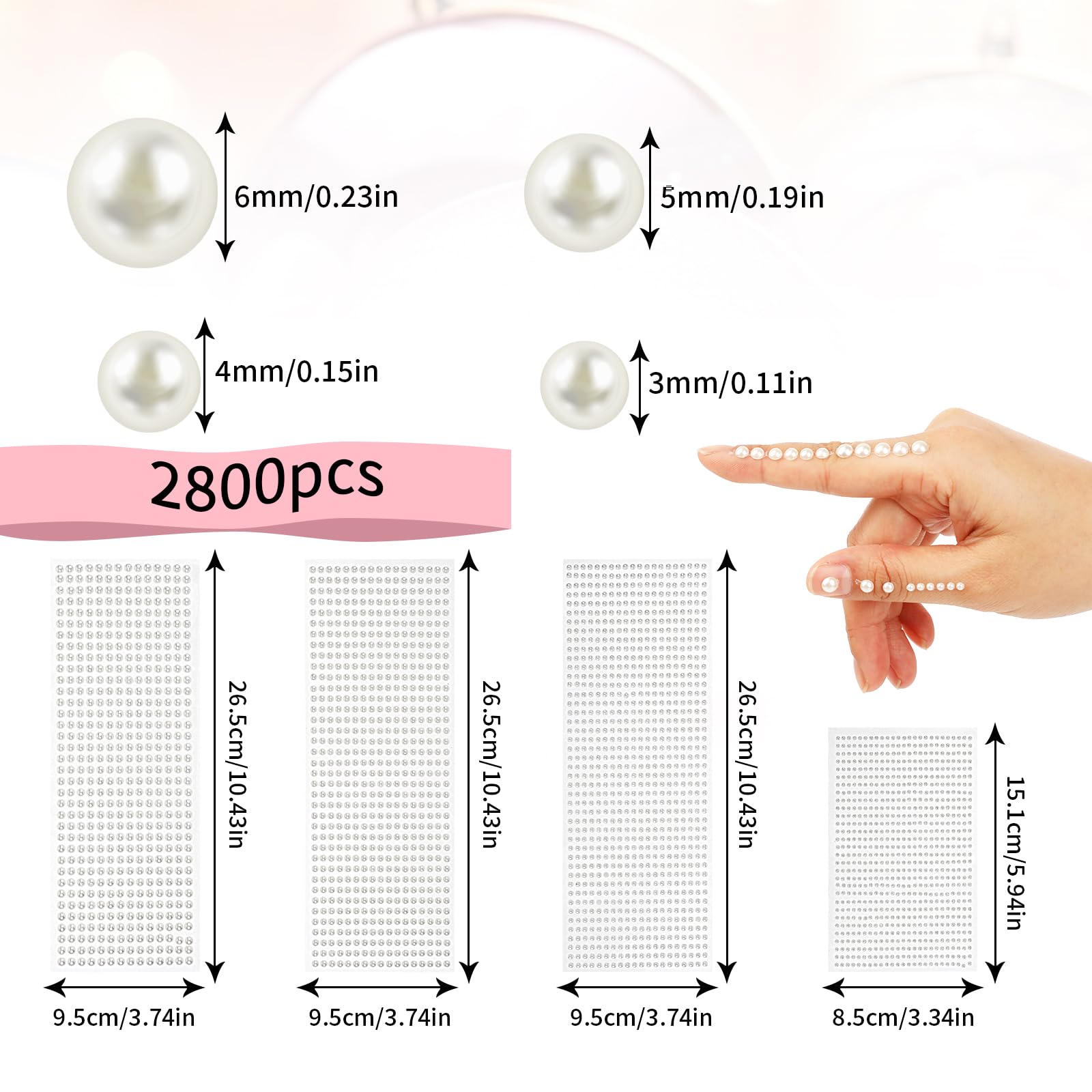 2800 sztuk samoprzylepne koraliki naklejki beżowe włosy biżuteria perłowa DIY perłowe naklejki makijaż twarz oczy paznokcie ślubne akcesoria do włosów (3/4/5/6mm)