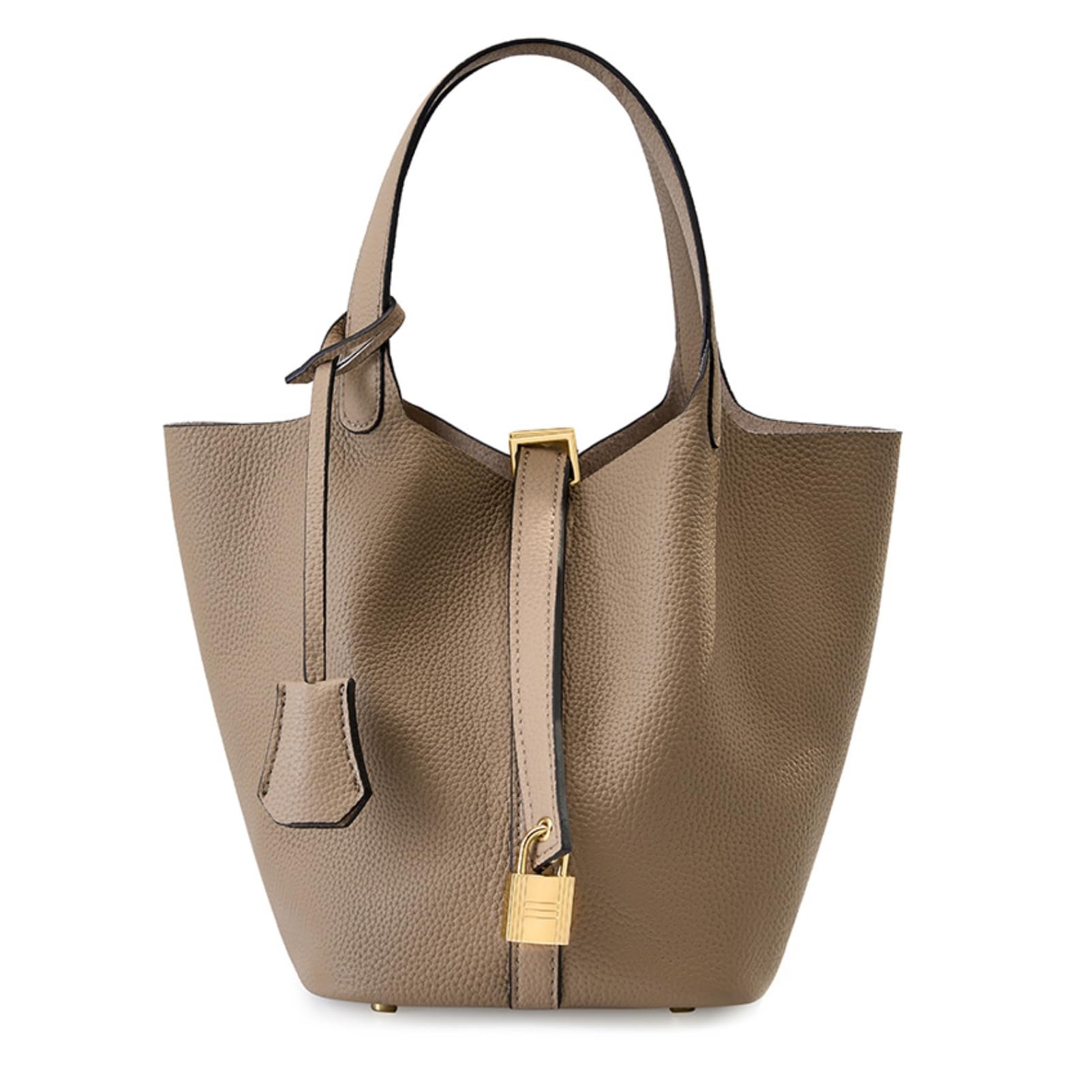 Monederos y bolsos de cuero genuino para mujer, moda de cuero genuino diseño de bloqueo de gran capacidad bolso de cubo casual de hombro, Gris