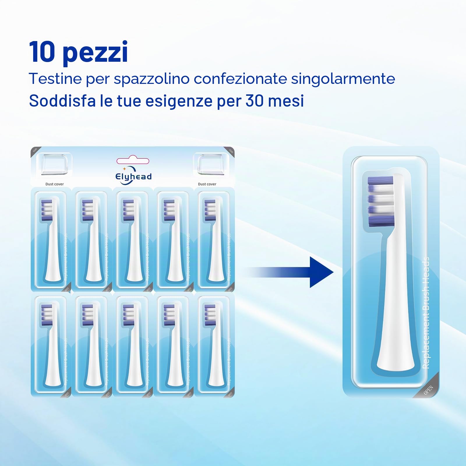 Testine di ricambio compatibili con spazzolino da denti Colgate 360 Deep Clean alimentato a batteria, confezione da 10, bianco