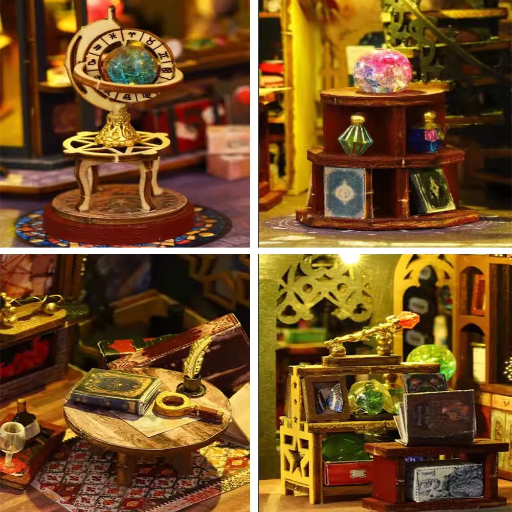 Domek Dla Lalek Miniaturowy Diy Rzemiosło Drewniane Magiczny Domek Dla Lalek Mini Zestaw Do Rękodzieła Mały Zestaw Do Budowania Domu Osłona Przeciwpyłowa Ruch Muzyczny
