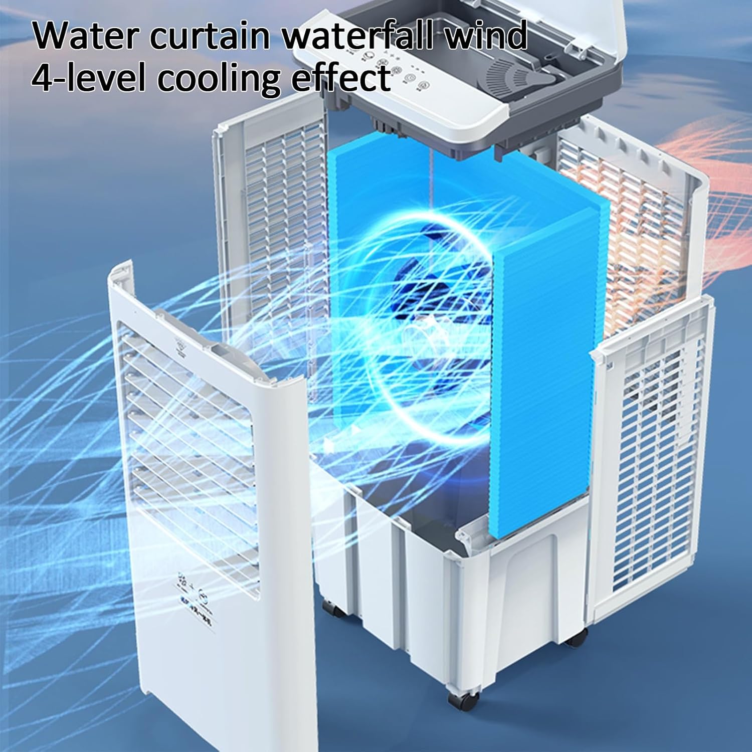 3-IN-1 Evaporative Cooler, 25L Water Tank Air Cooling Fan, 2 Ice Packs, No Hose Needed, 120° Oscillating Swamp Cooler, 120W For Cooling Bedroom Home Or Office