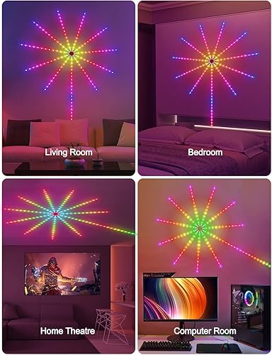 Miniatura 5 de Daymeet Luces LED de fuegos artificiales luces LED inteligentes RGB de color para dormitorio tira de luces LED con control remoto por aplicación luz