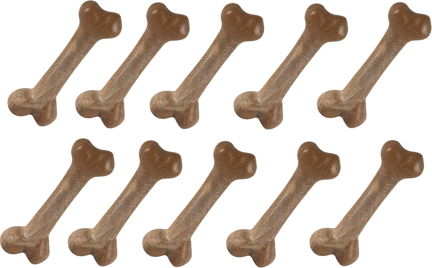 Dog Toys 8 Inch Larger Bacon Flavored Femur Bone Shaped Dental Health Chew Gentle on Tummy (10 Femur Shaped Bones)