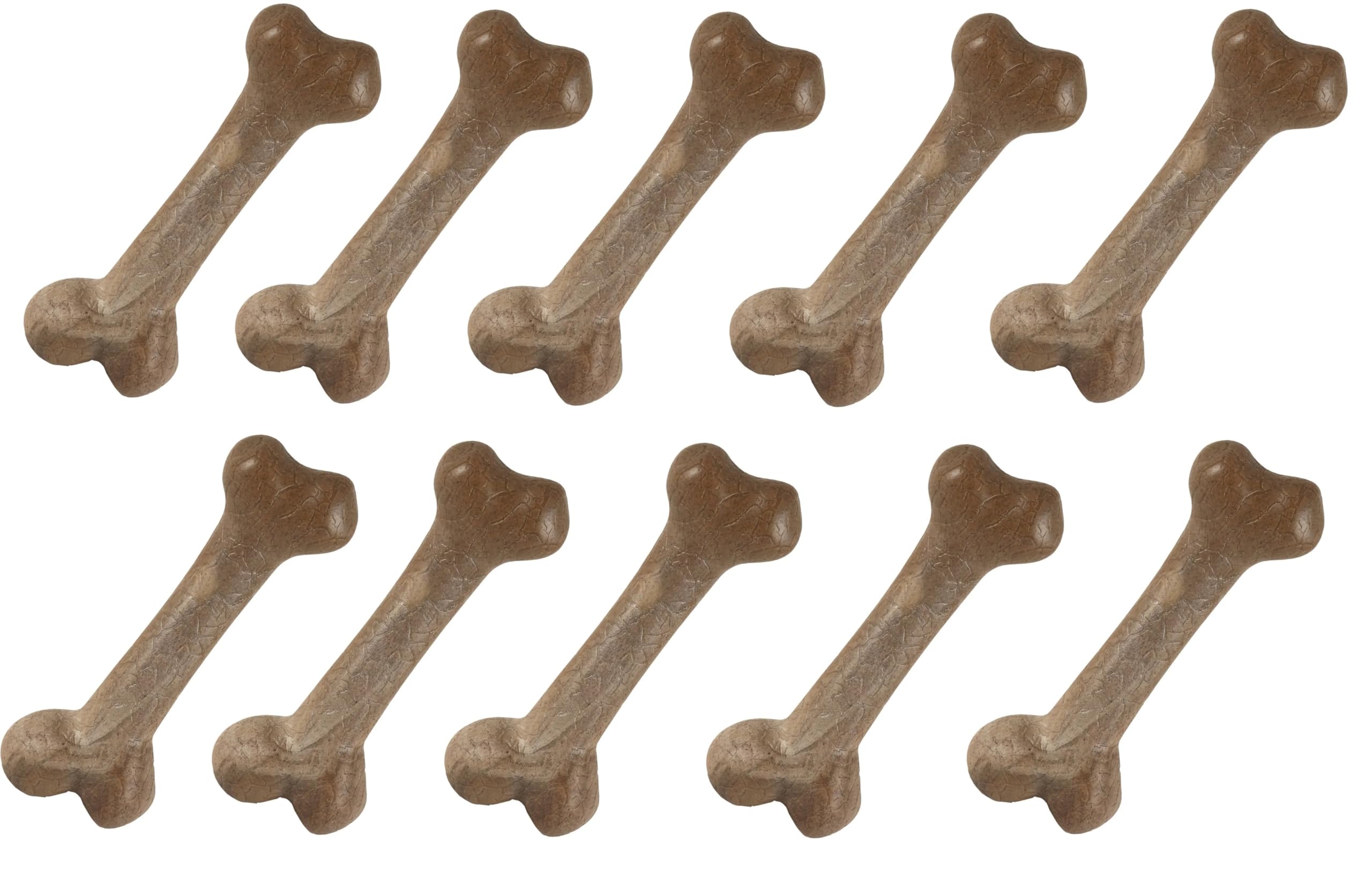 PUREPET Dog Toys 8 Inch Larger Bacon Flavored Femur Bone Shaped Dental Health Chew Gentle on Tummy 10