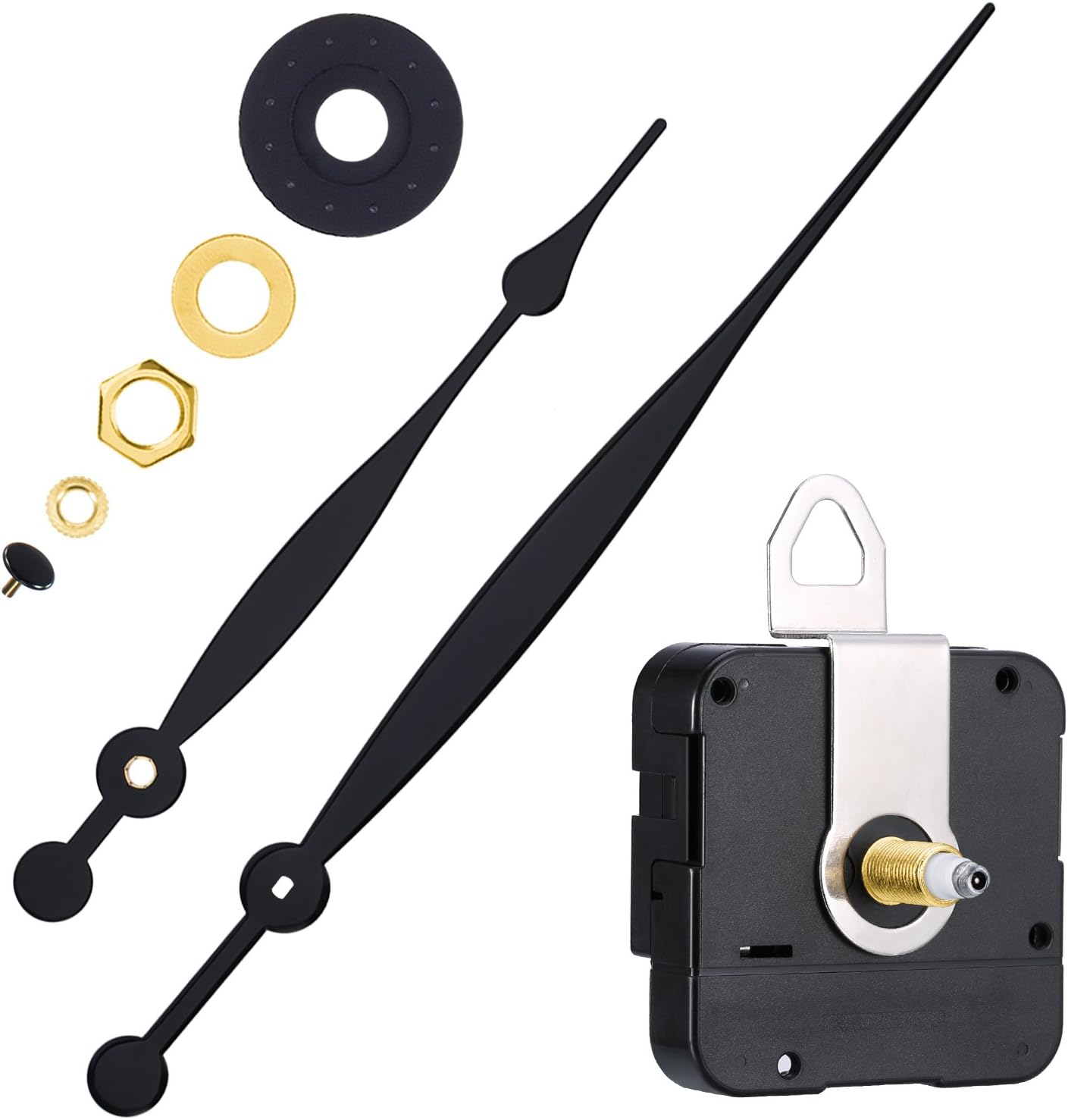 Hicarer High Couple Quartz Clock Movement Replacement Parts with Long Hands and Spade Hanger 208mm/8.2 Inch