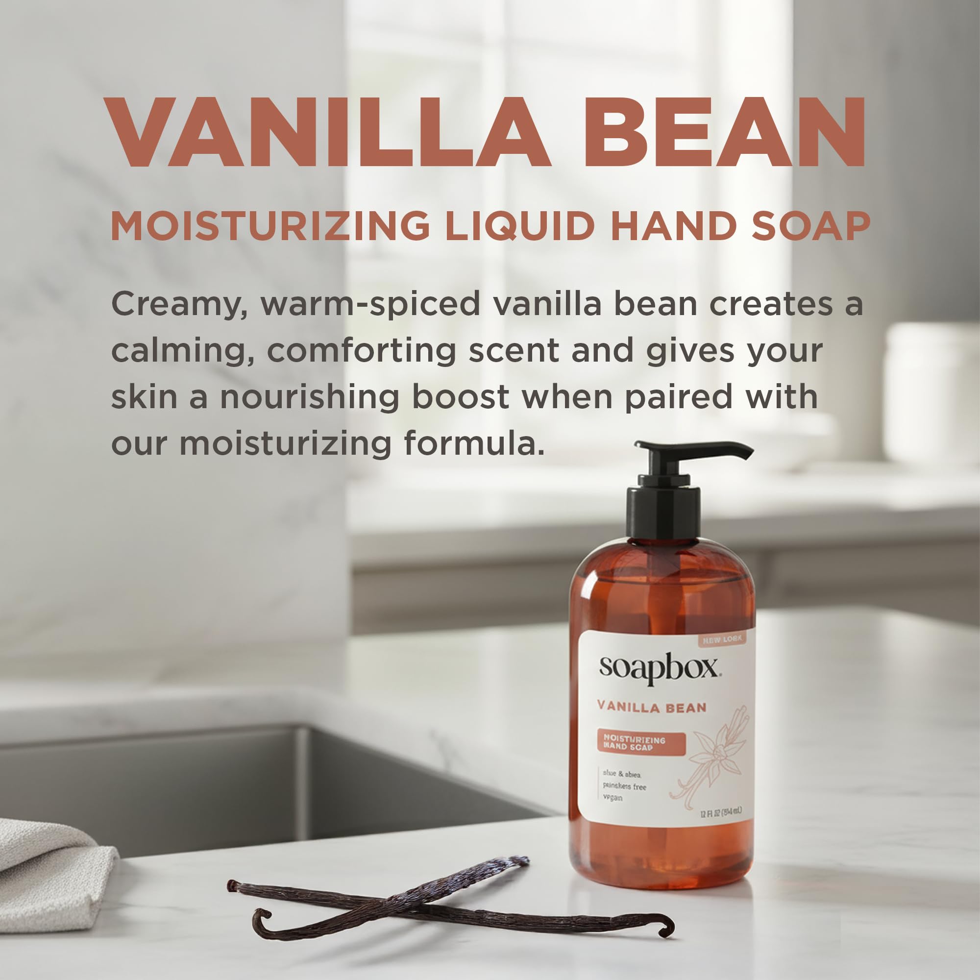 Soapbox Ricarica di sapone liquido per le mani, vaniglia e fiori di giglio, detergente per le mani delicato e idratante, per cucina e bagno, vegano e cruelty free, ricarica da 1,8 litri (confezione da