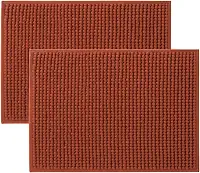 Kit com 2 Tapetes de Banheiro Microfibra Macarrão Bolinha Popcorn 40x60cm — Antiderrapante, Super Macio, Absorvente, Lavável (Terracota)
