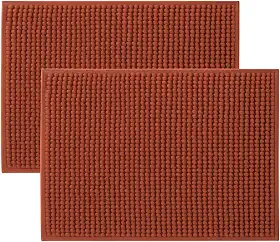 Kit com 2 Tapetes de Banheiro Microfibra Macarrão Bolinha Popcorn 40x60cm — Antiderrapante, Super Macio, Absorvente, Lavável (Terracota)