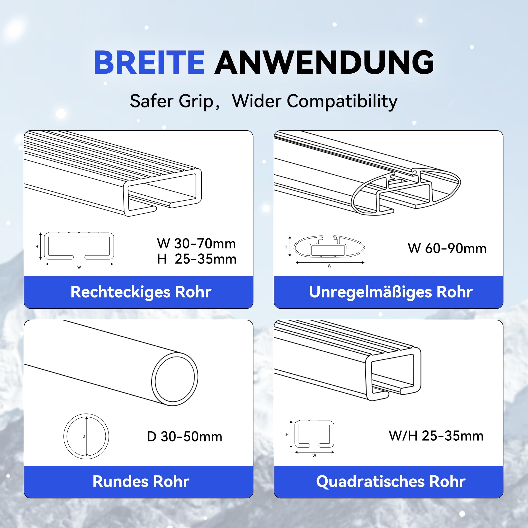 Ski- und Snowboard-Dachträger, Universal-Skiträger, mit Anti-Diebstahl-Schloss, 28'' Passend für 6 Paar Skier/4 Snowboards, Passend für Square/Round/Aero/Oval Cross Bars, eisenhaltig