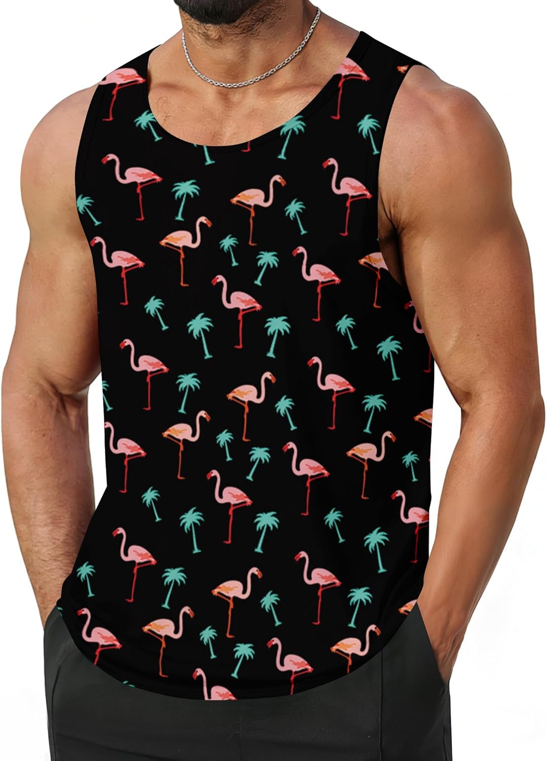 Idgreatim Mens Hawaiian Tank Tops 3D Graphic Summer Beach Sleeveless T Shirt