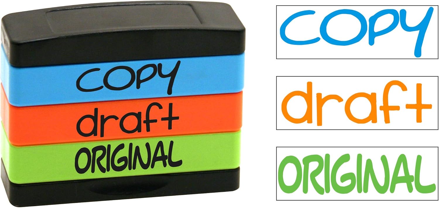 Stack Stamp Pre-Inked Triple Message Stamp, Copy, Draft, Original (8801)