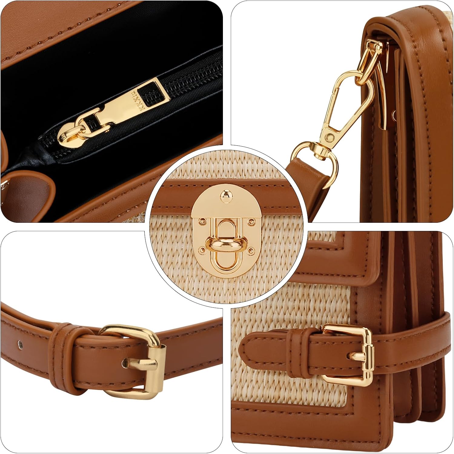 KKXIU Straw Purses for Women – Summer Beach Shoulder Purse & Clutch Handbag, Woven Crossbody Bags for Women - Image 5