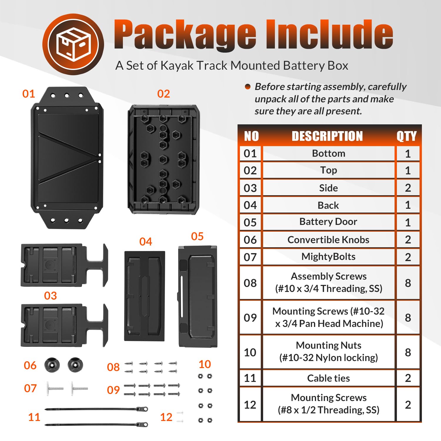 usvehj Track Mounted Battery Box for Fish Finders, Replace for YakAttack CellBlok (CLB-1002), Compatible with YakAttack Switchblade Transducer Arm, Fit for Most 7, 9, or 10 Ah 12v Batteries : Electronics