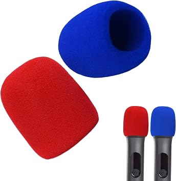 Microphone Cover Compatible with Shure SM58 SM48, Reusable Microphone Protector Foam Compatible with SM58 Pop Filter, 2PCSBlue/Red