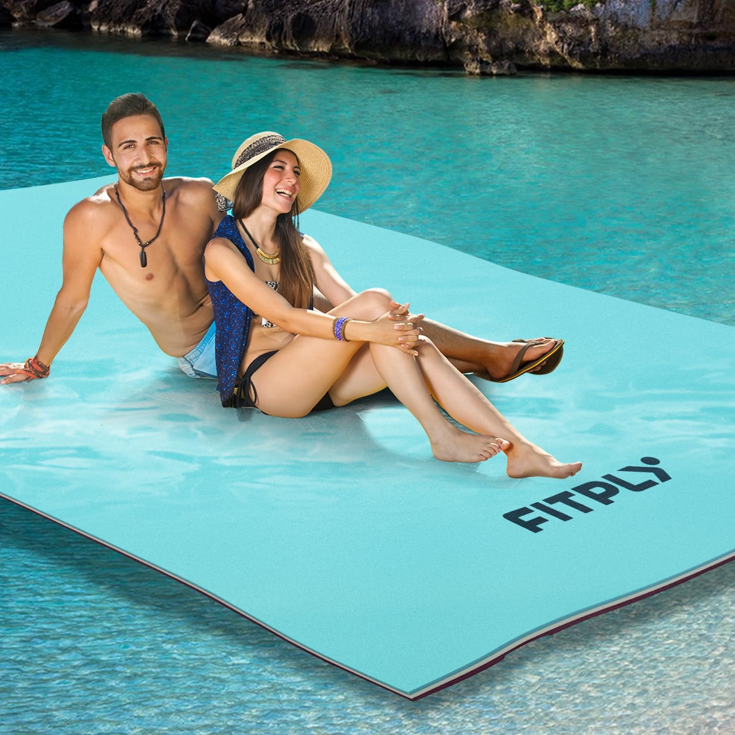 6/9/11.5 Feet Floating Mat Lily Mat Floating Mat for Endless Fun, 3 Layer Tear Resistant XPE Foam Mat Ideal Mat for Multi-User, Lake, Beach, Pool, Ocean (Blue-White-Purple, 11.5' x 5')