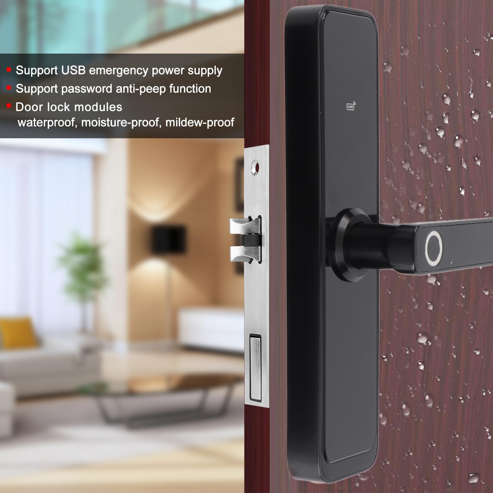 Zamek do Drzwi Smart z Dostępem Linii Papilarnych, 2 Klucze, for | Stop aluminium, zasilanie awaryjne USB, wiele metod odblokowania, do użytku domowego i biurowego