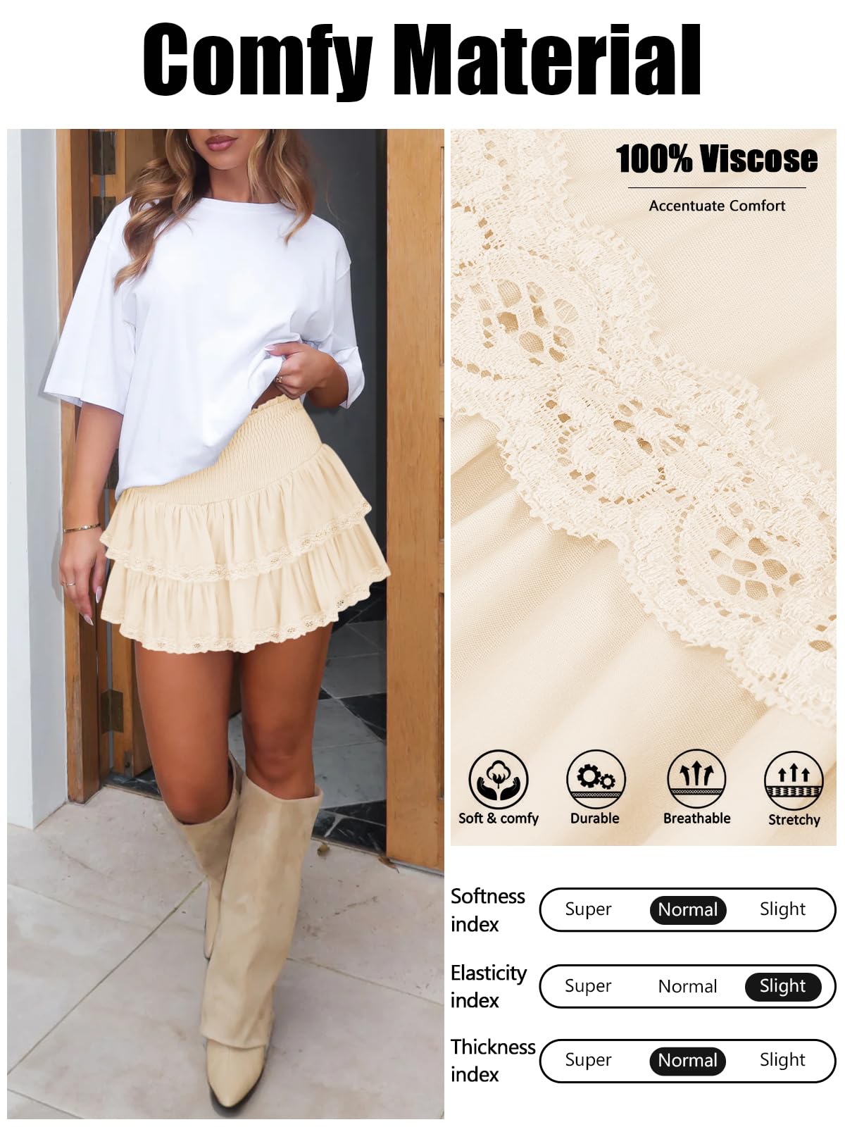 Mini jupe décontractée à volants pour femme, style bohème, taille haute, volants fluides, style bohème