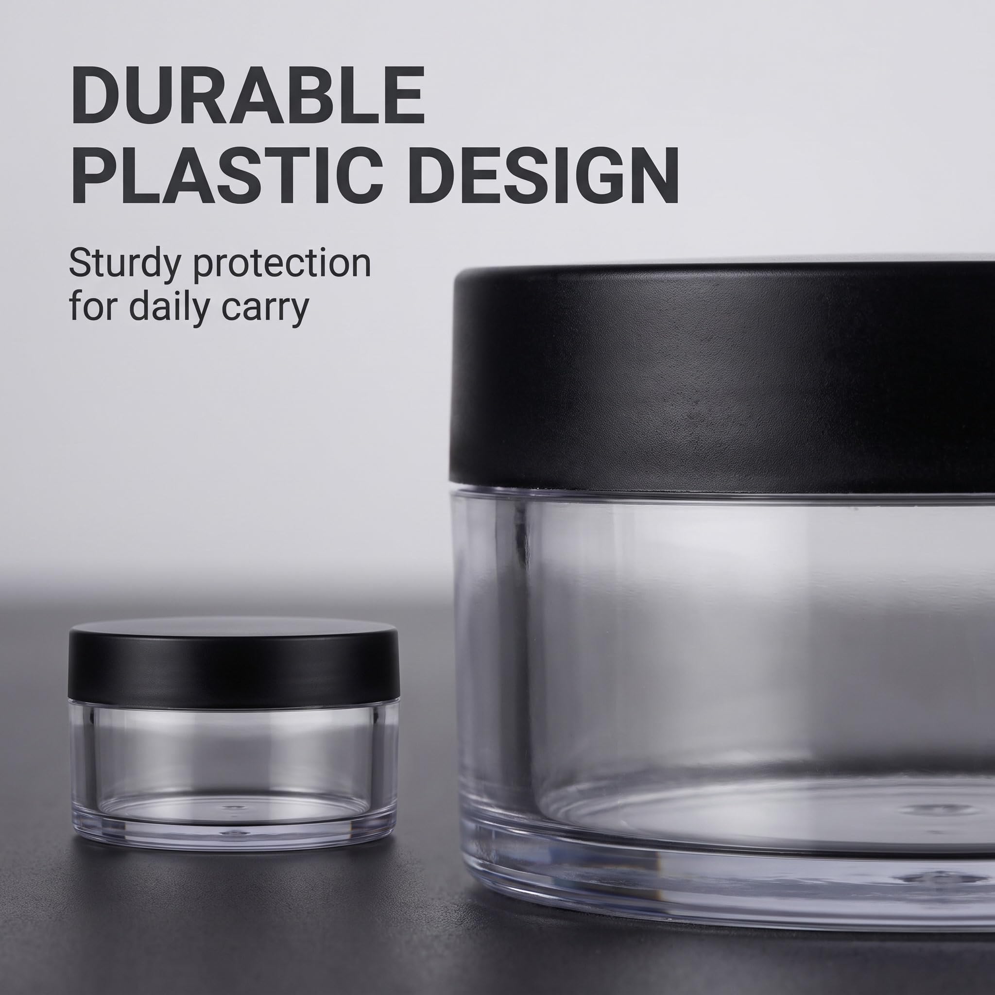 Photo 1 of Calsgkspray Black Plastic Loose Powder Containers (2 Pcs, 50g)