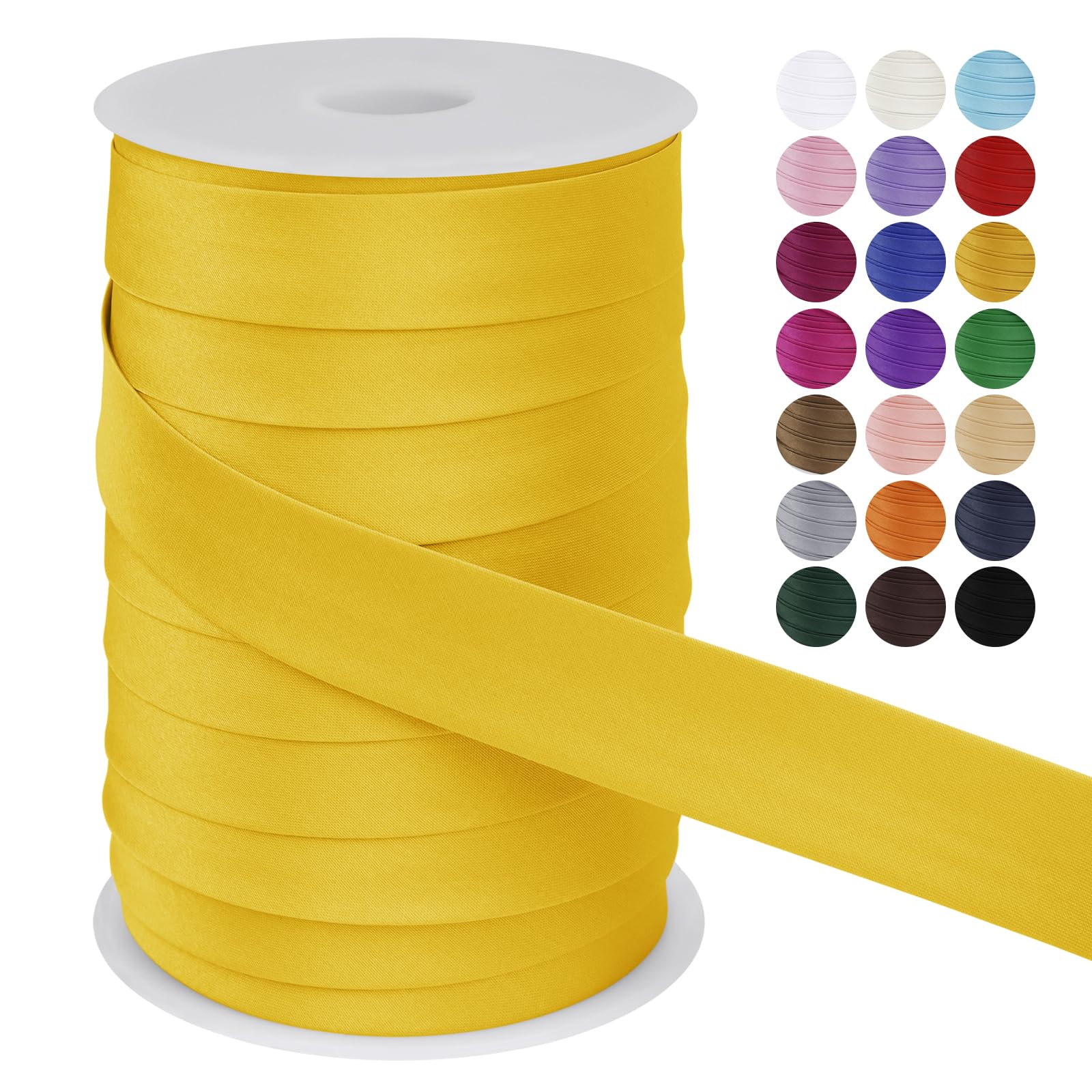 LEREATI Satin Bias Binding Tape for Sewing 1 Inch x 50m Sewing Bias Tape Double Fold