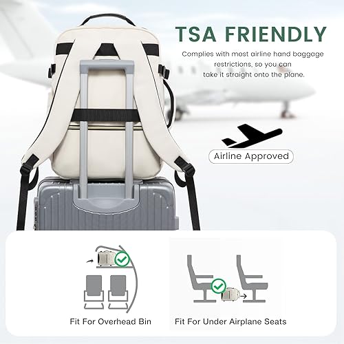 Miniatura 4 de LOVEVOOK Mochila de viaje de mano, Beige-Negro, Mochilas de viaje