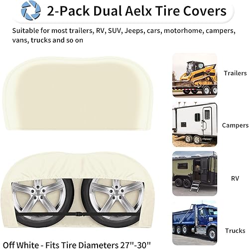 Vista 60 de OutdoorLines Juego de 4 fundas impermeables para neumáticos para exteriores, a prueba de rayos UV, resistente al viento, protector de neumáticos