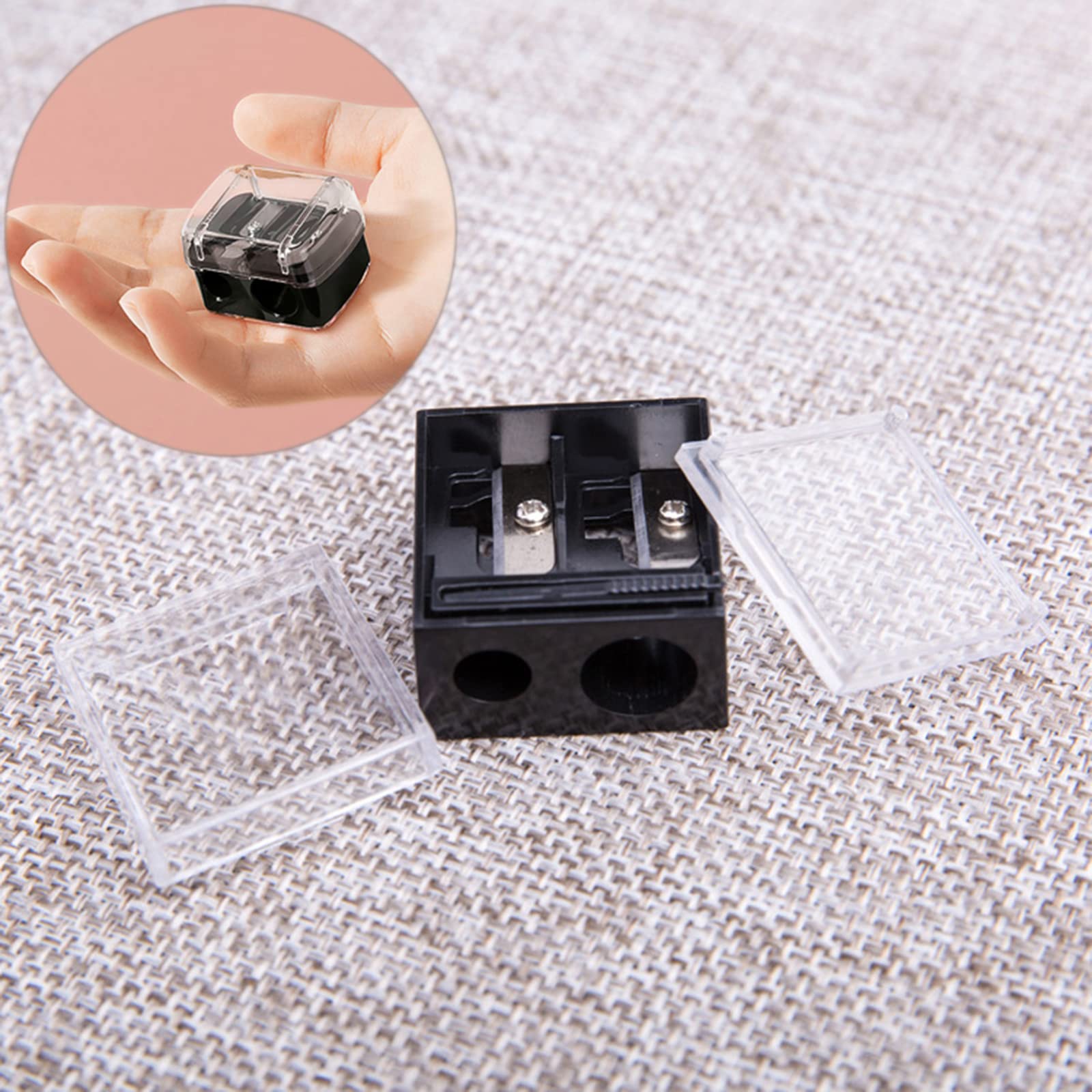 Taille Crayon Maquillage,Taille-Crayon Double Trou,2 Trous Maquillage Double Crayon Sharpeners,Taille-Crayon Maquillage Des Yeux,Pour eye-liner,Crayon à sourcils,Crayon à lèvres,Noir