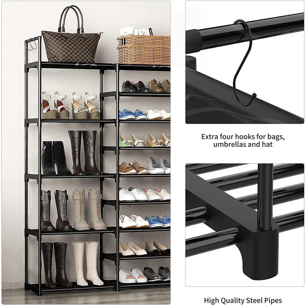 LEADZM Scarpiera Fai-da-Te A 9 Livelli, Struttura In Metallo, 45x30x174 Cm, Contiene Fino A 50-55 Paia Di Scarpe
