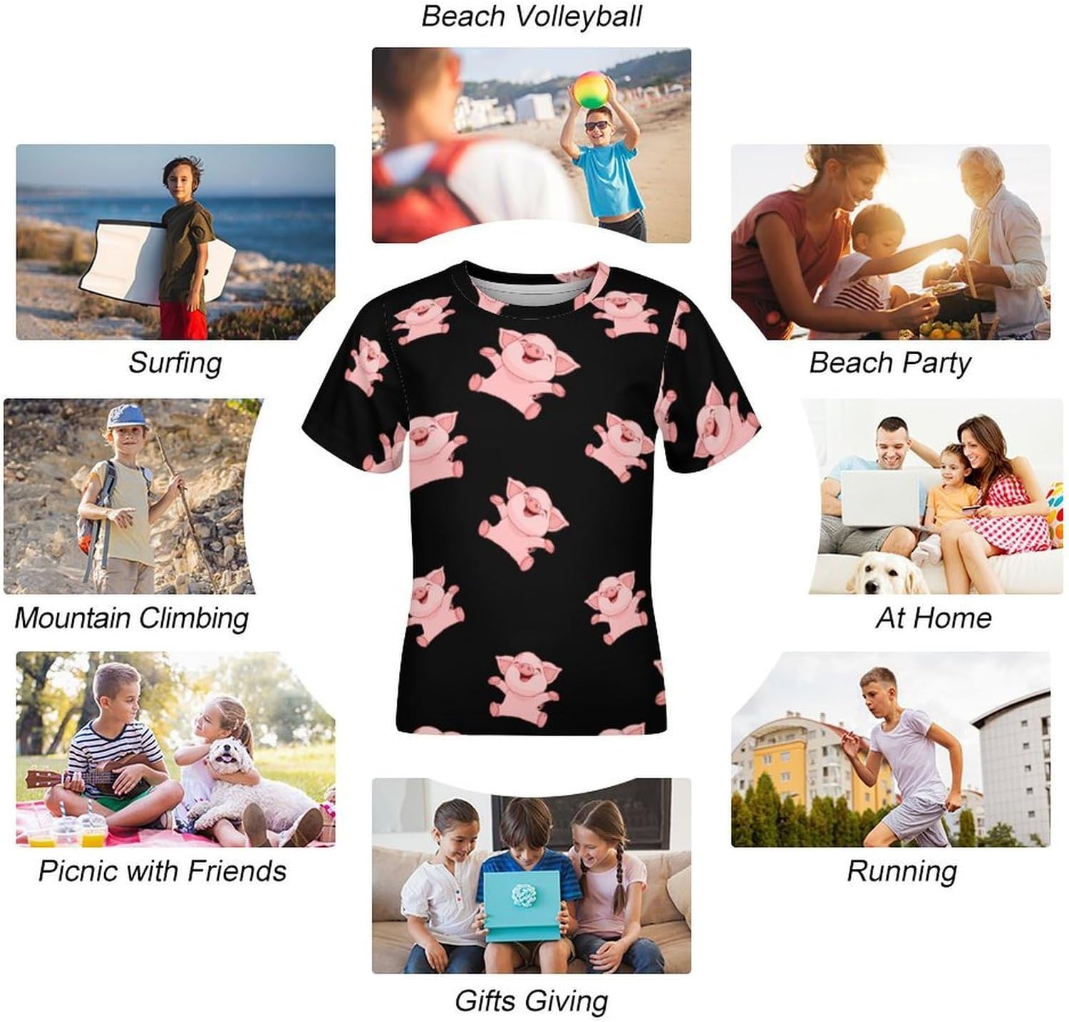 Cute Pigs T Shirt for Boy Girl Top Short Sleeve T-Shirt Graphic Tee
