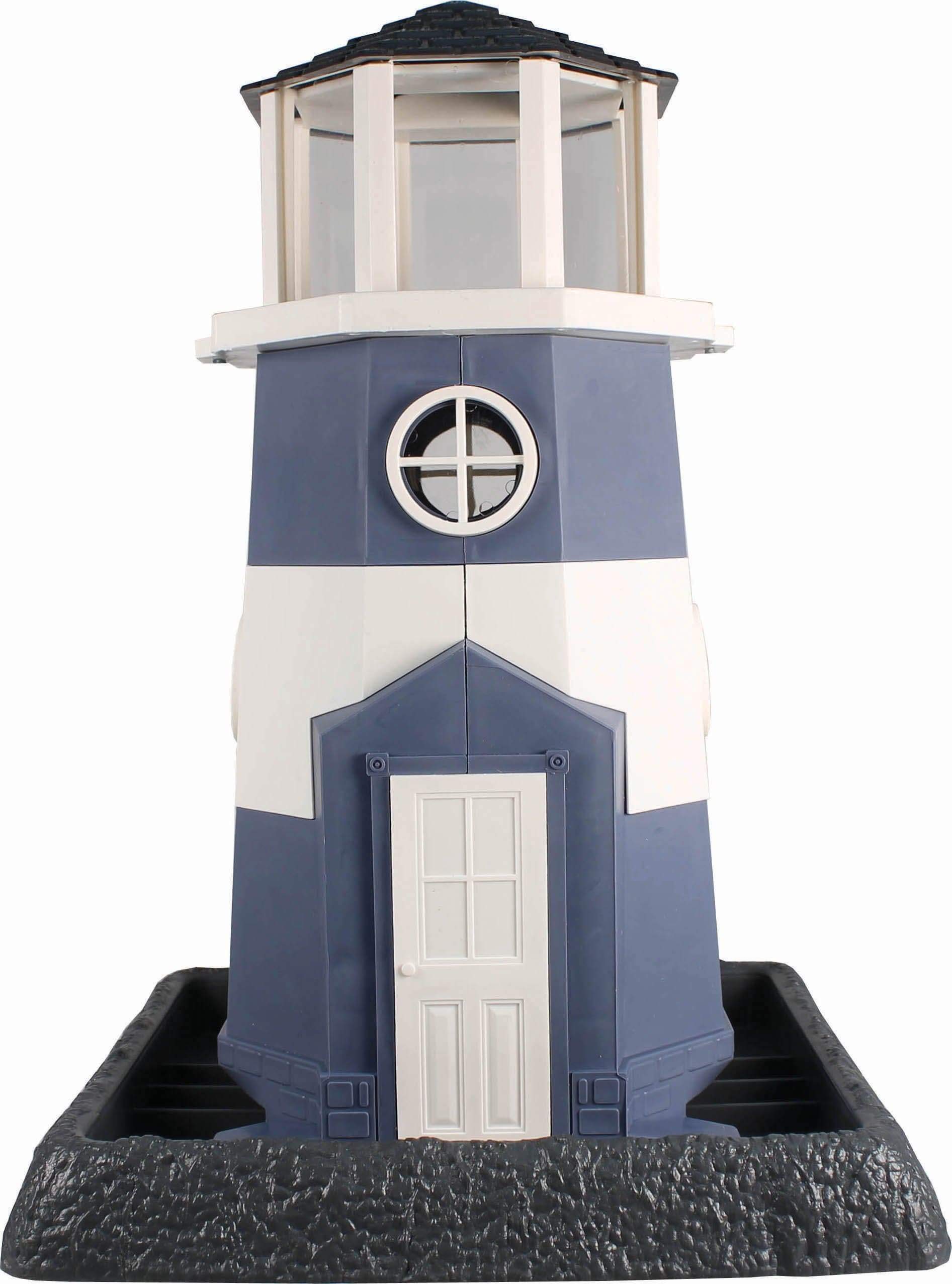 North States Village Collection Shoreline Large Nautical Blue/White Lighthouse Birdfeeder: Easy Fill and Clean. Squirrel Proof Hanging Cable included, or Pole Mount (pole sold separately). Extra Large, 8 pound Seed Capacity (9.5 x 10.25 x 14.5, Nautical Blue/White)