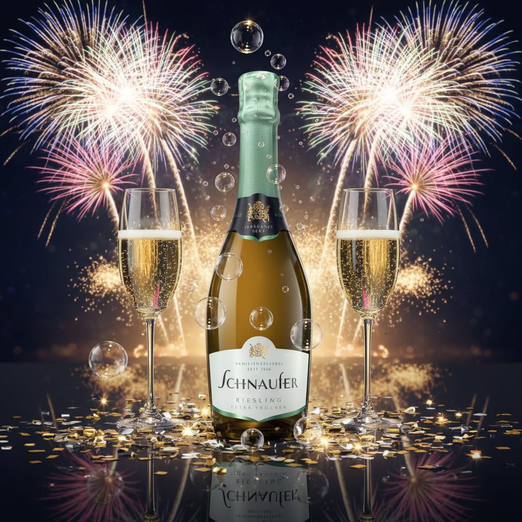 Schnaufer Riesling Extra Trocken Jahrgangssekt – Prämierter Sekt mit Pfirsich & Apfelnoten – Feinperlig & Frisch – Familienkellerei seit 1918 aus Baden-Württemberg (6 x 0,75L)