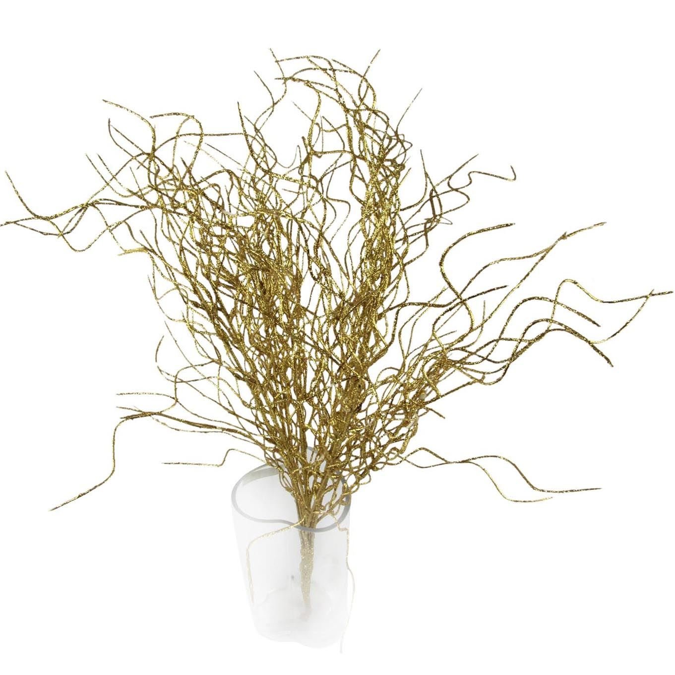 Heavy Glittered Ting Ting Foliage Bunch - Home Decor Glitter Bling Leaves[Gold]