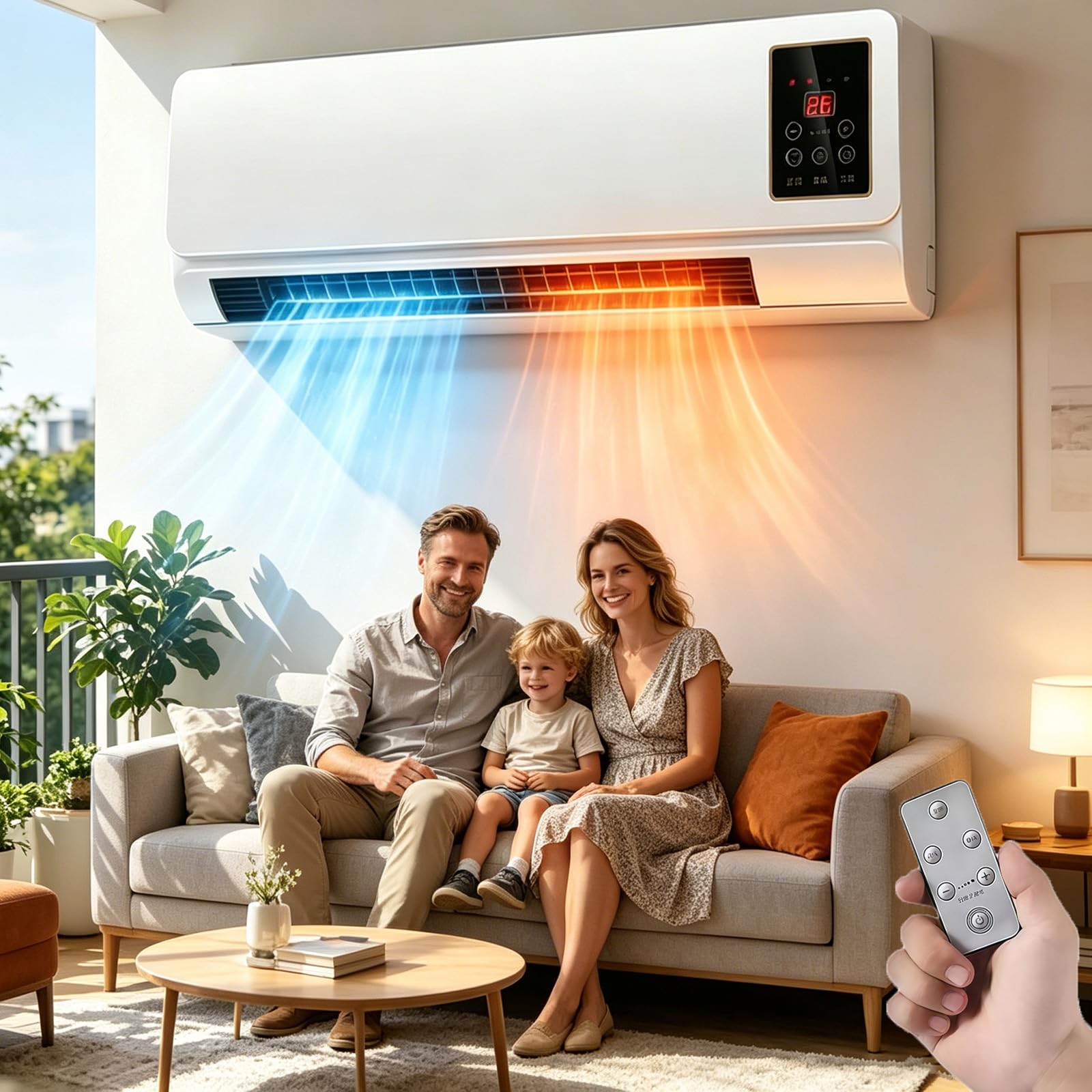 Aire Acondicionado Pared Sin Unidad Exterior, De Pared, FríO/Calor – Sin InstalacióN, Sistema AutóNomo, Temporizador De 8 Horas, Sistema Reversible De RefrigeracióN Y CalefaccióN Para El Hogar (A)