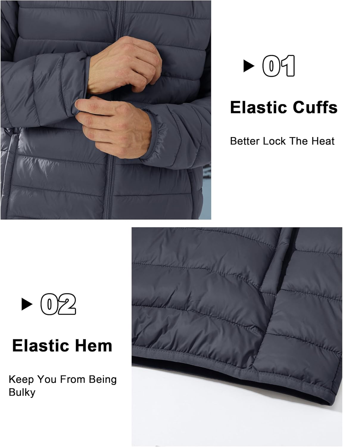 CRYSULLY Men's Puffer Jacket Full Zip Warm Jacket Windproof Water Resist Jackets Winter Insulated Coat