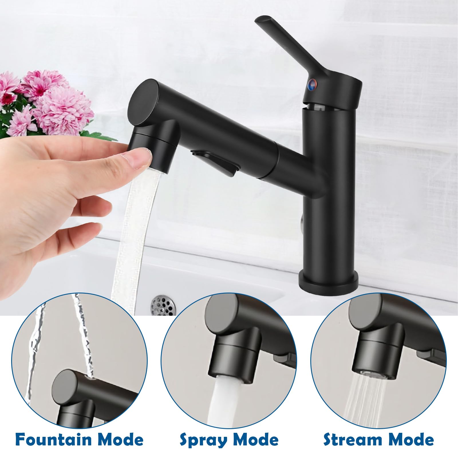 Wasserhahn Bad Ausziehbar Mit Brause - 3 Strahlarten Hochdruck Mischbatterie