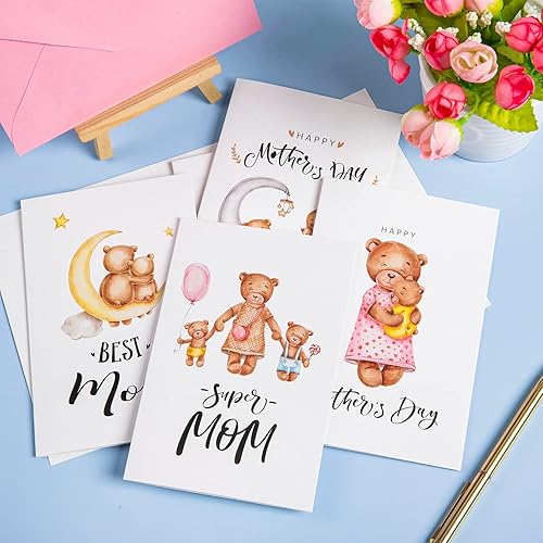Miniatura 5 de Whaline Tarjetas de felicitación para el día de la madre, paquete de 24 tarjetas de notas para el día de la madre con sobres, 4 diseños lindos con