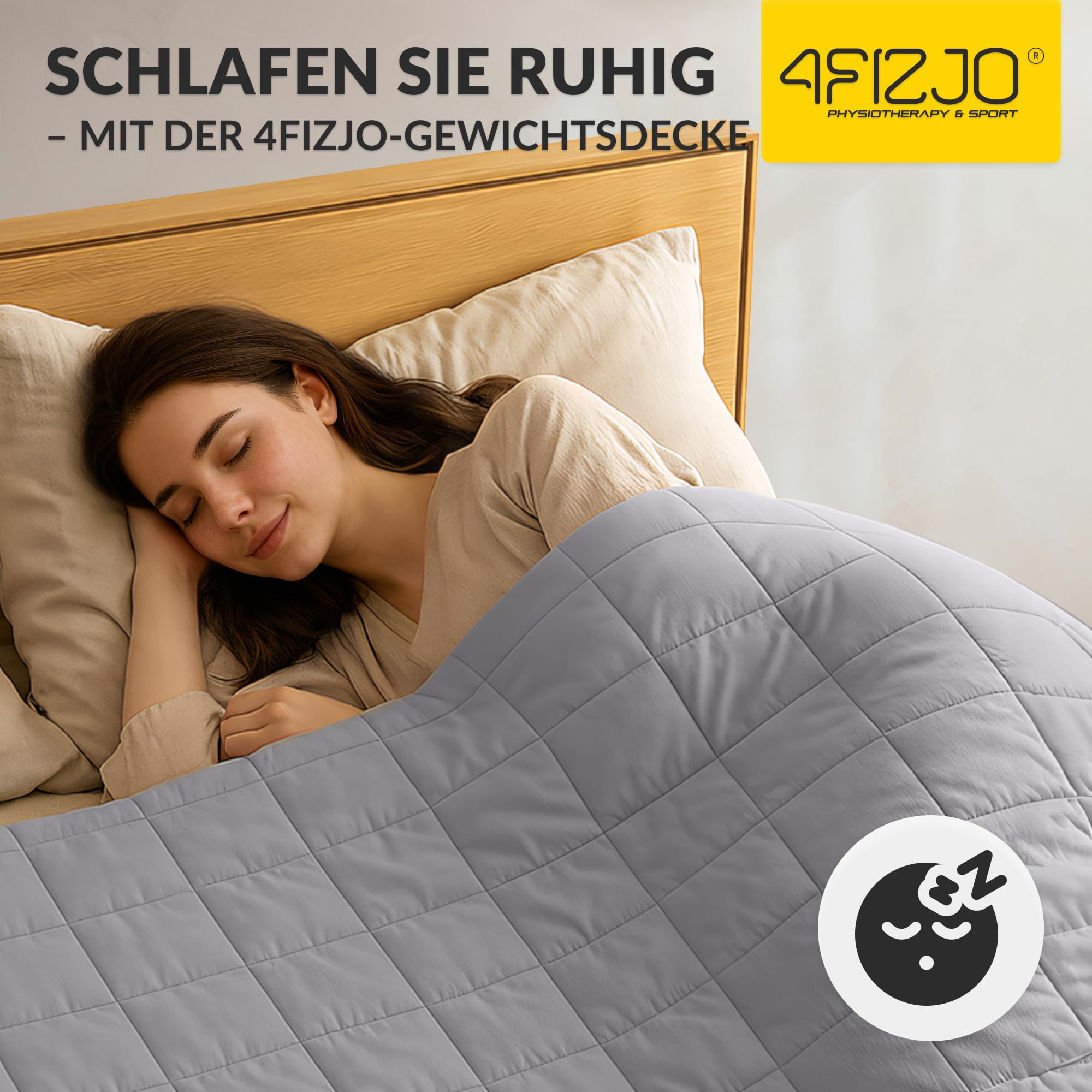 4FIZJO Gewichtsdecke 150x200 8 kg, Anti Stress Therapiedecke, Schwere Decke aus 7 Schichten, Decke für tiefen Schlaf und bessere Erholung, Weighted Blanket, Für Männer & Frauen von über 80 kg