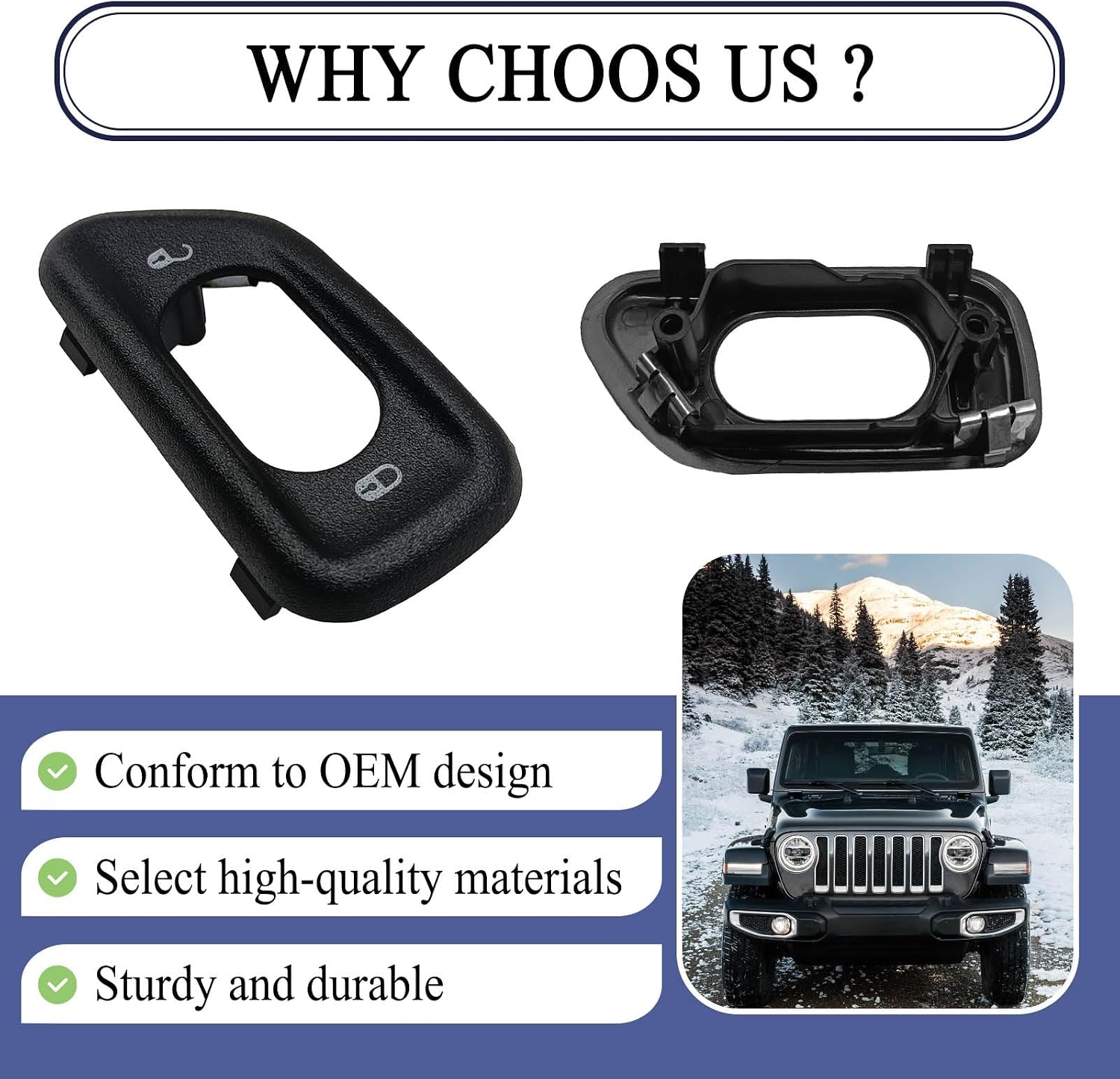 Car Door Lock Switch Bezel, Left Driver Side Door Lock Switch Cover Trim Compatible with Jep Wrangler JK 2011 2012 2013 2014 2015 2016 2017 2018, Replaces #68185911AA