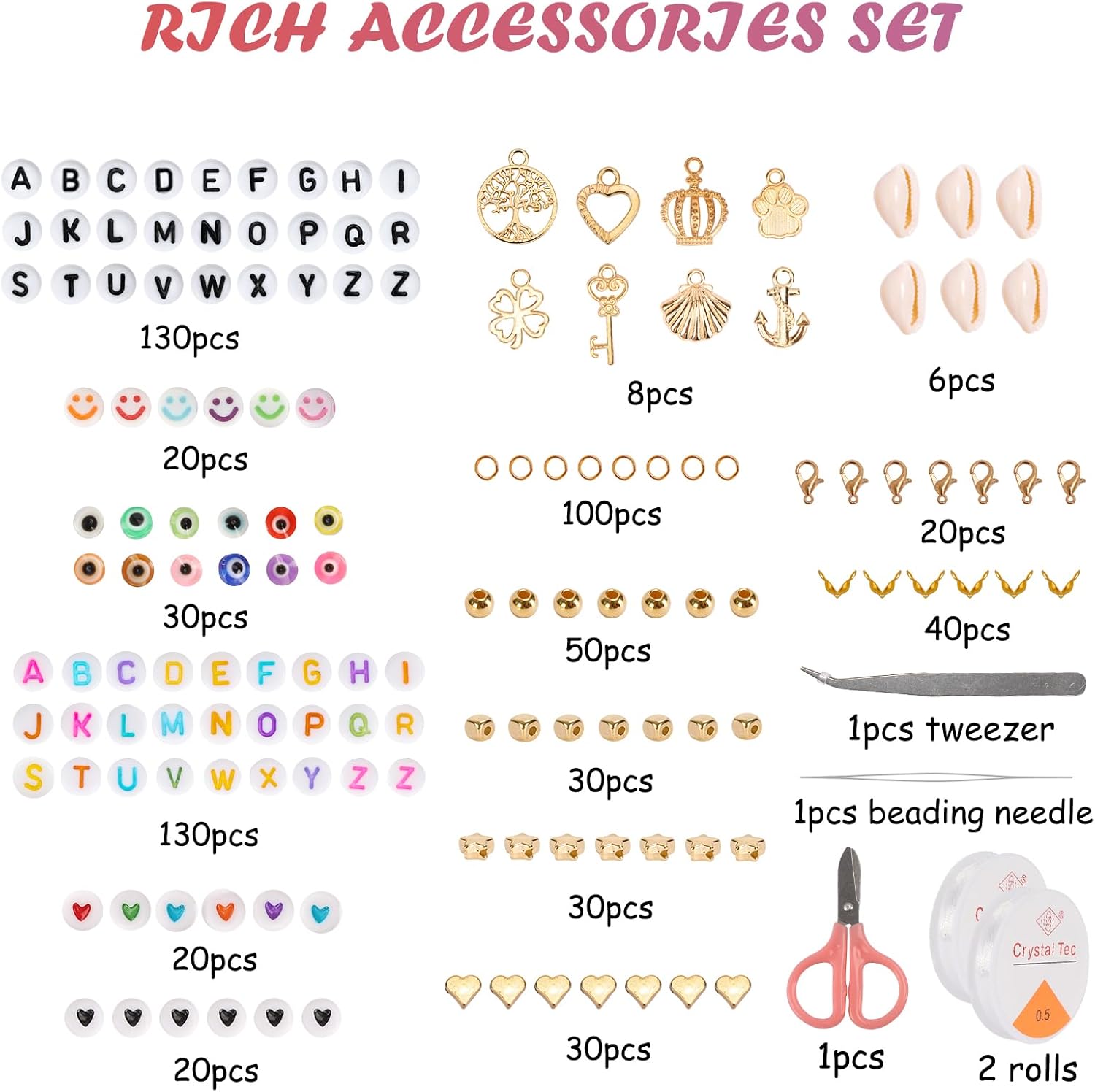 QUEFE 62000pcs 120 Colors Glass Seed Beads for Jewelry Making, 2mm Mini Beads with Accessories Friendship Bracelet Kit Charms and Pendants Kit for Bracelets Rings Necklaces Making, DIY, Gift, Craft - Image 2