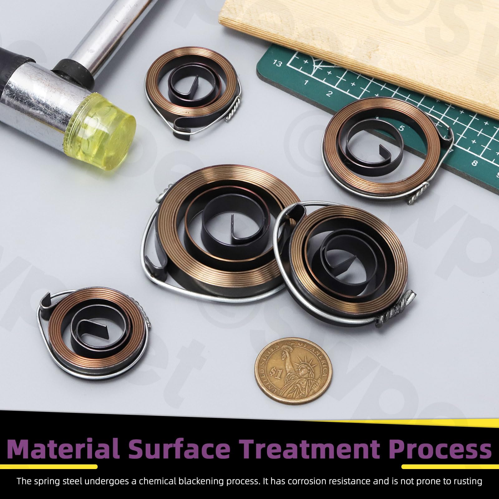 Swpeet 3Pcs 53 x 10 x 0,8 mm Kit di molle di ritorno della stampa del trapano, Assemblaggio delle molle di ritorno della bobina di alimentazione della molla di Quill, Sostituzione della molla di reset