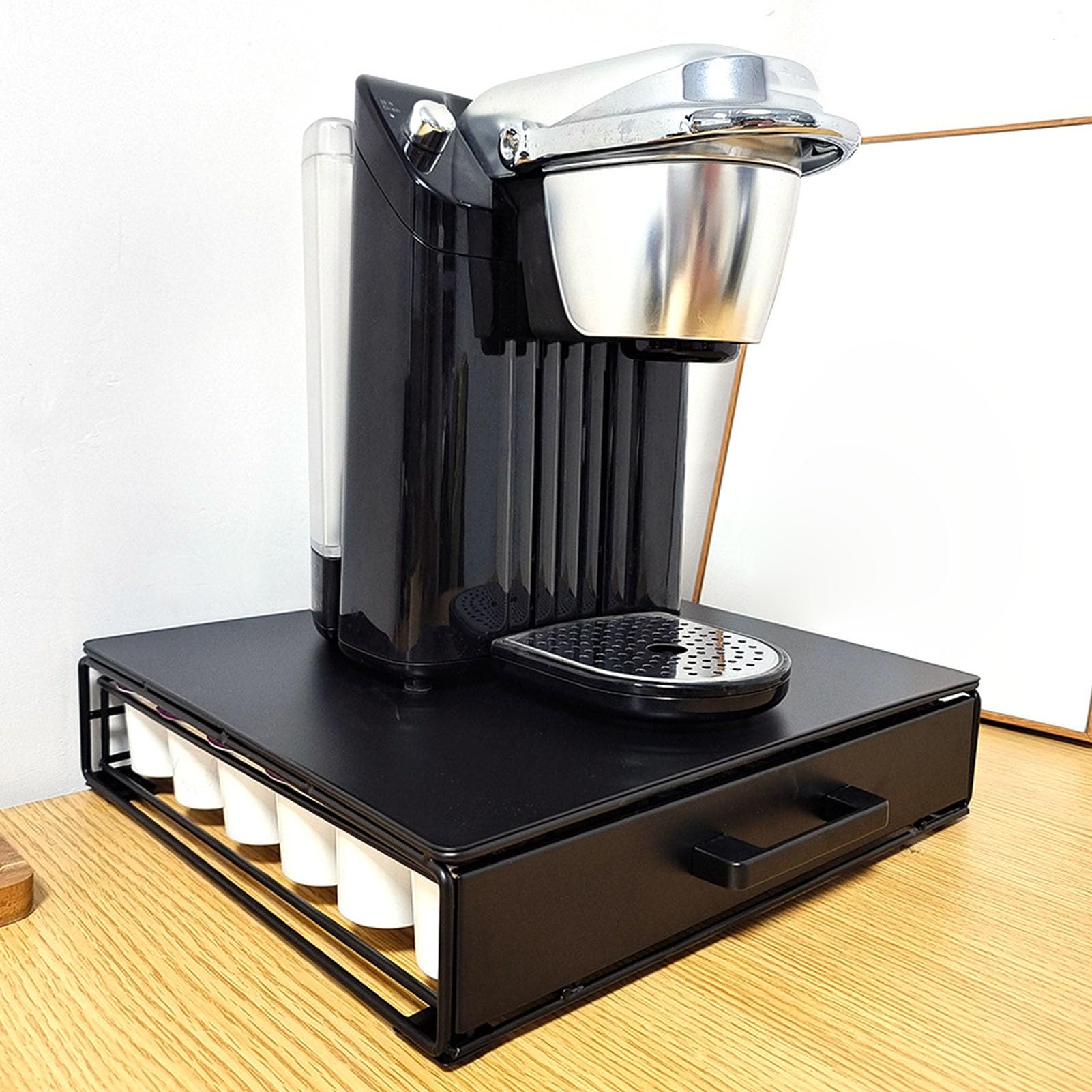 Cassetto per Cialde di caffè, Organizer in Ferro di Grande capacità, può Contenere 36 Capsule per Risparmiare Spazio Sul Bancone della (BLACK)