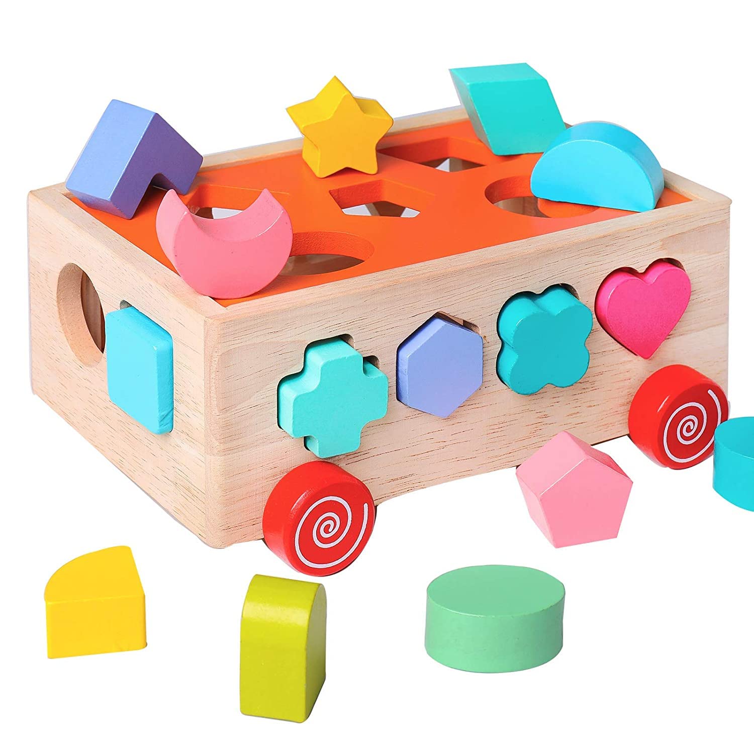 BIRMON Montessori Toys, Shape Sorter Toys Activity Cube for Toddlers 1-3 Years Old, 12 Shapes Wooden Sorting Car Toy (B0BT9Y4QK5) Amazon Price History, Amazon Price Tracker