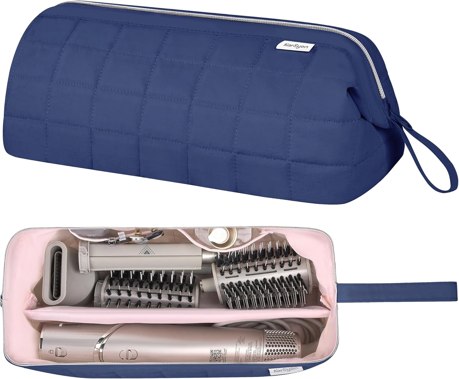 Hair Tools Travel Bag Organizer for Dyson Airwrap Case Holder Shark Hair Dryer Flex Style Airstraight Brush Revlon Attachments Carrying Case Flat Curling Iron Bags (Blue)
