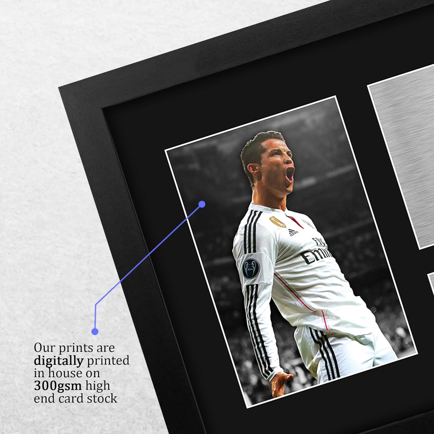 HWC Trading Cristiano Ronaldo Real Madrid Framed Gifts Printed Signed Autograph Picture for Soccer Fans and Supporters - US Letter Size