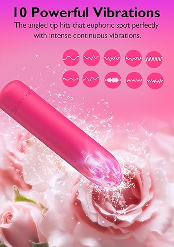 Miniatura 36 de Vibrador de bala pequeña para mujeres: mini vibrador de clítoris impermeable con 10 modos, masajeador de dedos vibratorio de silicona completa para